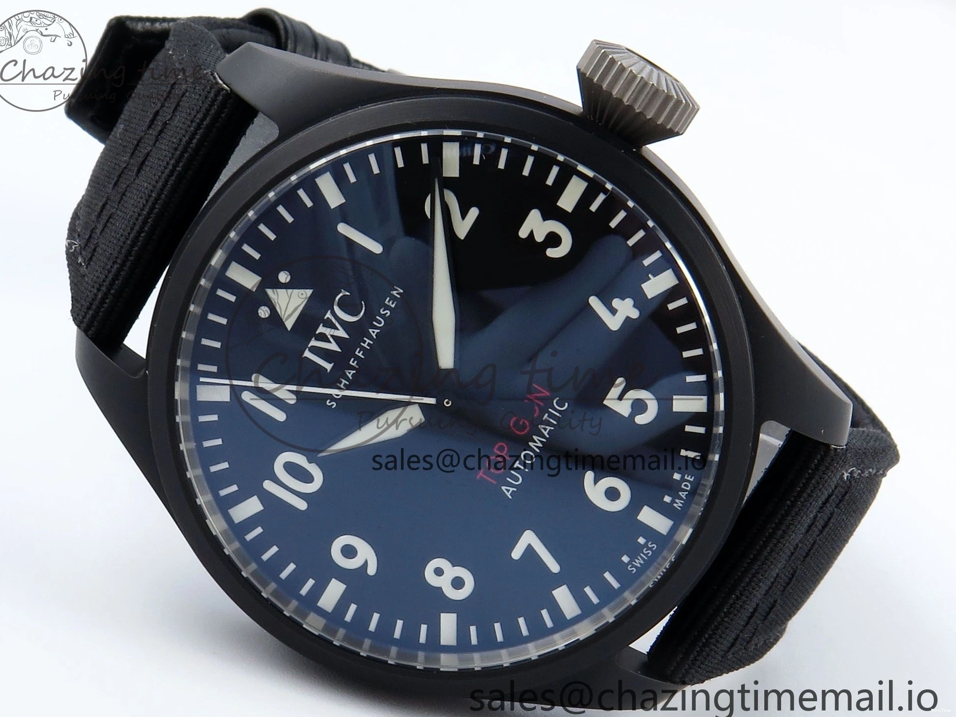 MIROTIME 0326 Durable Pilot Top Gun IW326901 M+F 1:1 Best Edition Black Dial on Black Nylon Strap MY 7003